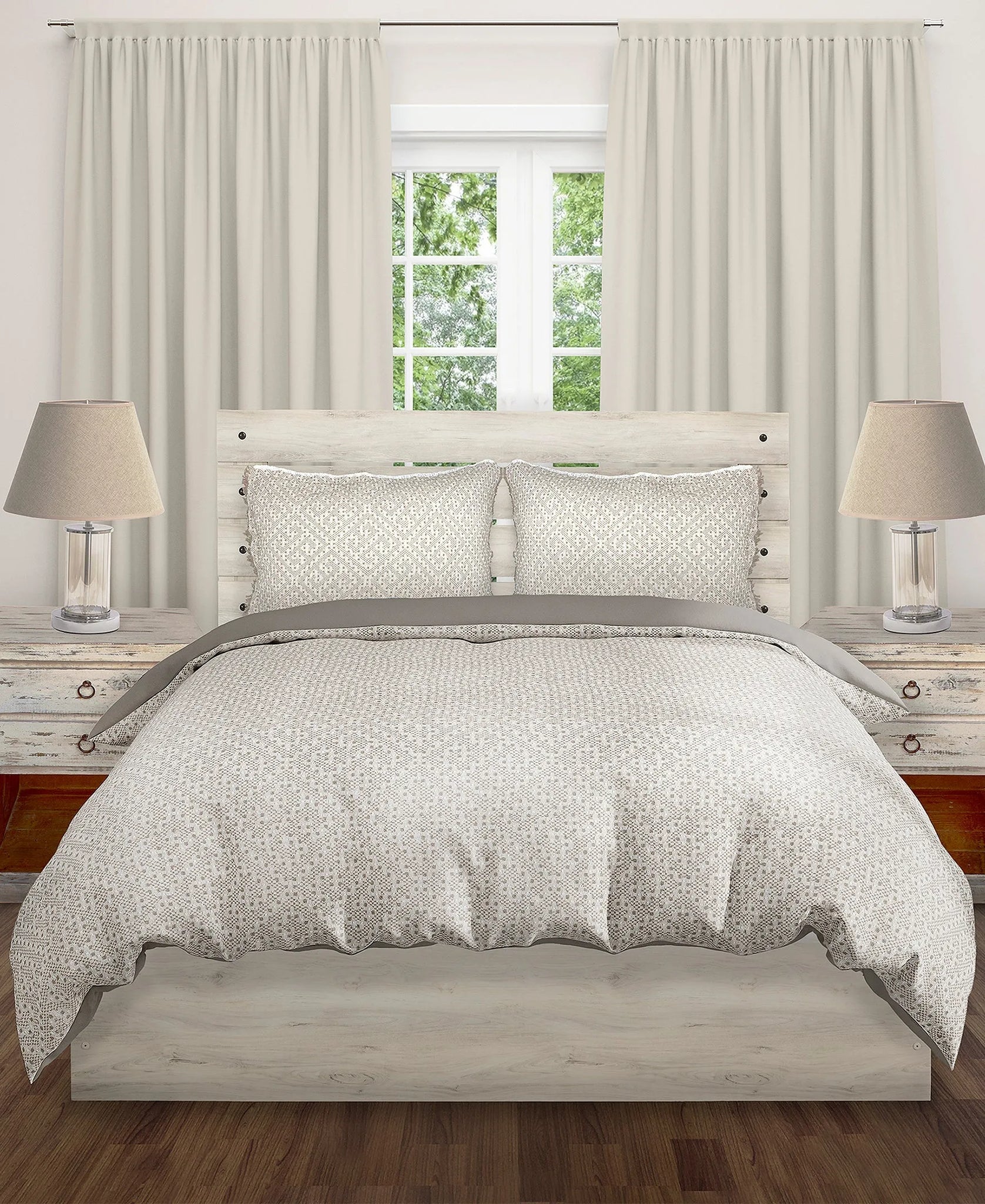King Mila Cotton Comforter, 92" X 108" - Waffle Block Design home decor - Mod Lifestyles