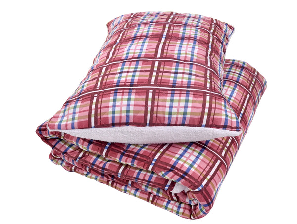 Lake Tahoe Tartan Plaid Microfiber Quilt Set Sherpa Back home decor - Mod Lifestyles