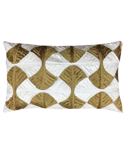 Linden Leaves Applique Decorative Lumbar Pillow, 12" X 20" home decor - Mod Lifestyles