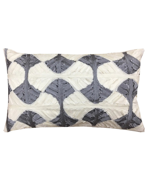 Linden Leaves Applique Decorative Lumbar Pillow, 12" X 20" home decor - Mod Lifestyles