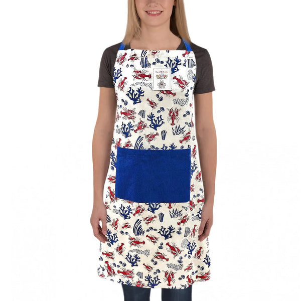 Lobsters and Coral Print Apron, Free Size home decor - Mod Lifestyles