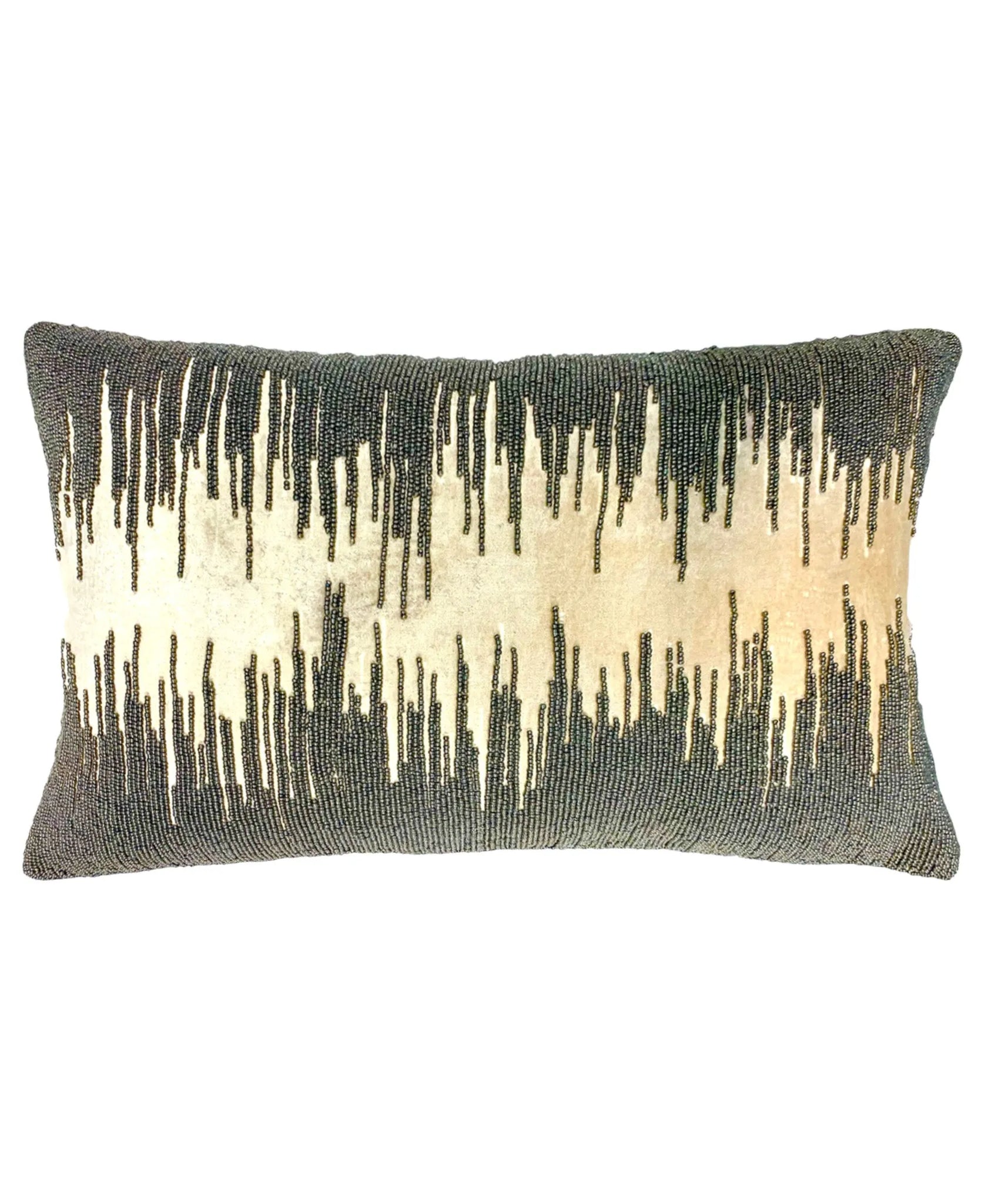 Luxury Velvet Beaded Pillow Decorative Lumbar Pillow, 14" X 22" home decor - Mod Lifestyles