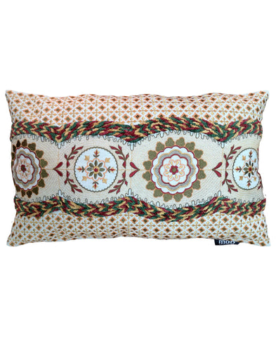 Medallion Allover Embroidery Decorative Lumbar Pillow, 12" X 20" home decor - Mod Lifestyles