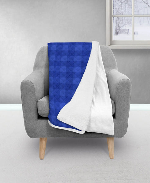 Montana Blue Plaid Quilt Throw Blanket, Sherpa Back 50" x 60" home decor - Mod Lifestyles