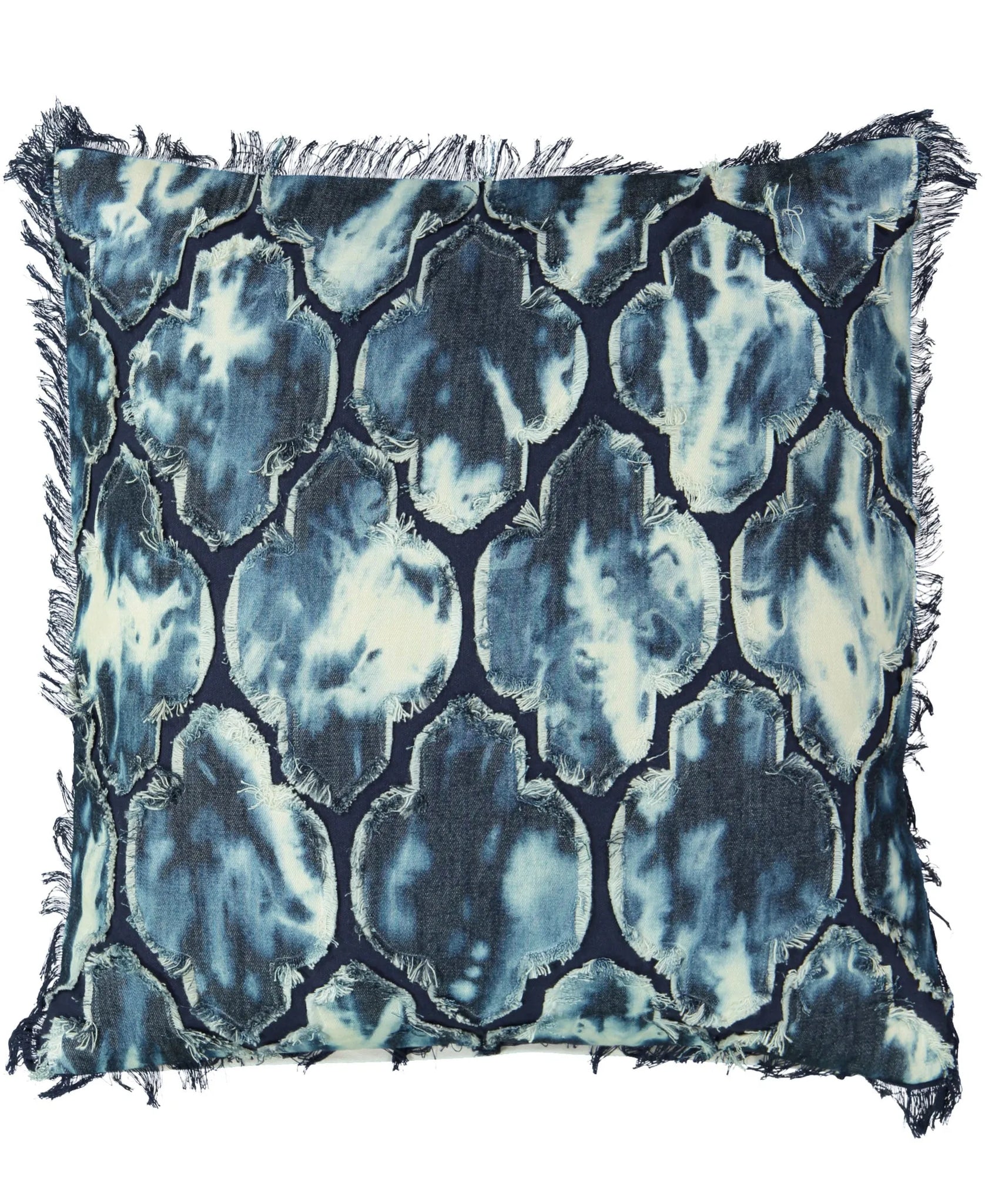 Navy Applique Tie Dye Decorative Pillow, 20" X 20" home decor - Mod Lifestyles