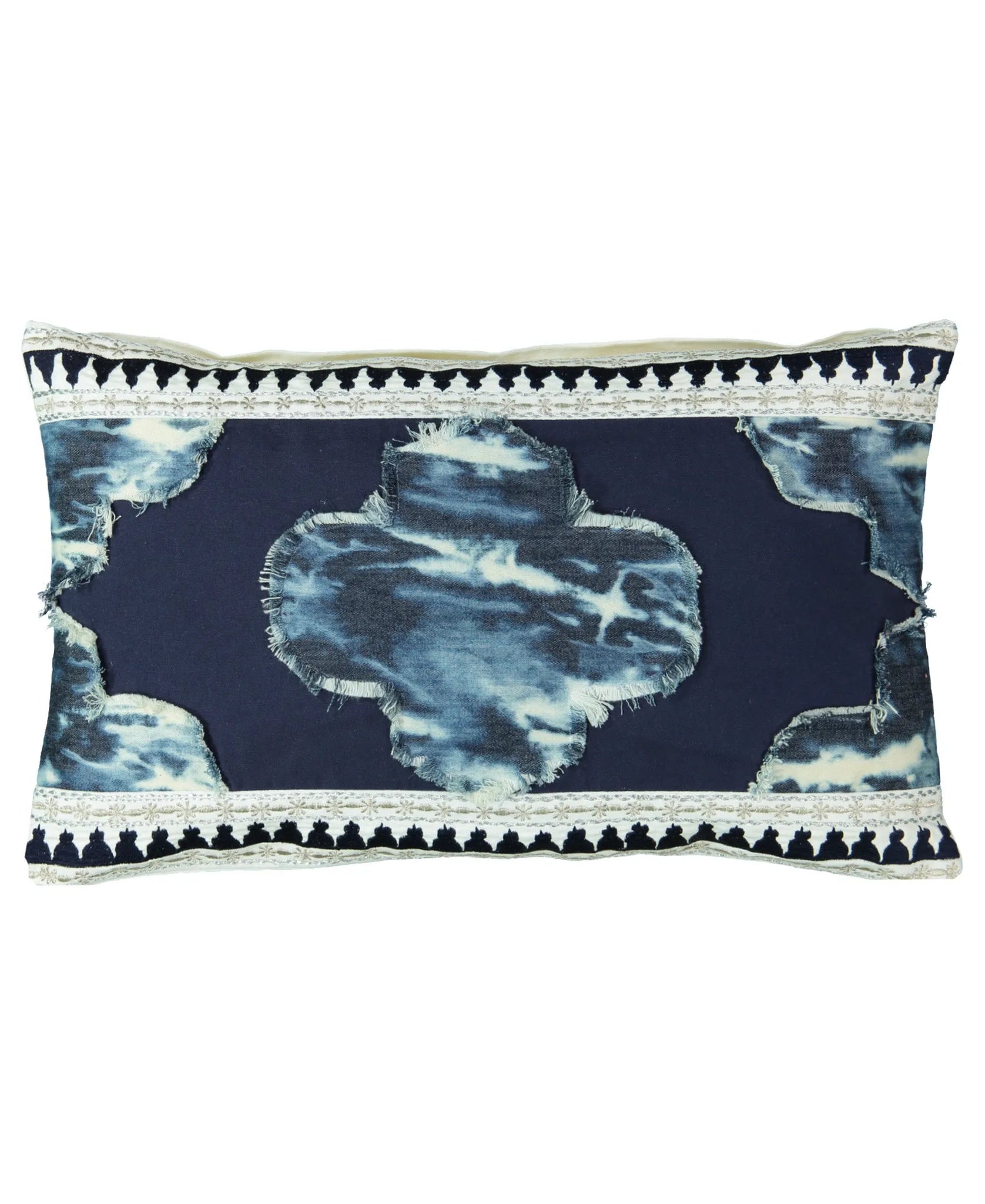 Navy Marrakech Tie Dye Decorative Lumbar Pillow, 14" X 22" home decor - Mod Lifestyles