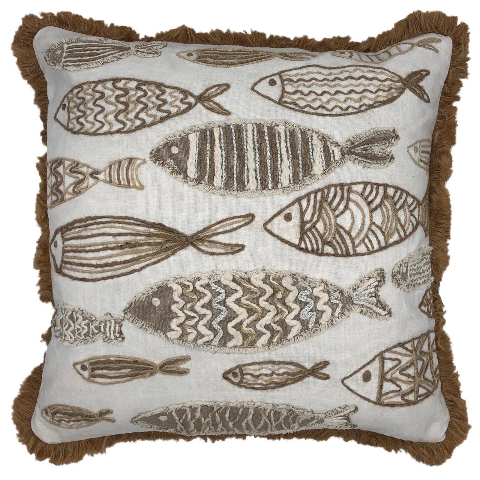 Ocean Fish Print Embroidery Pillow, 18" X 18" home decor - Mod Lifestyles