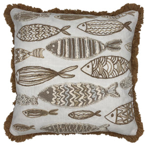 Ocean Fish Print Embroidery Pillow, 18" X 18" home decor - Mod Lifestyles