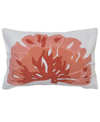 Oceana Coral Embroidery Decorative Boudoir Pillow, 12" X 18" home decor - Mod Lifestyles