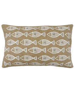 School of Fishes Print and Embroidery Pillow, 14" X 20" home decor - Mod Lifestyles