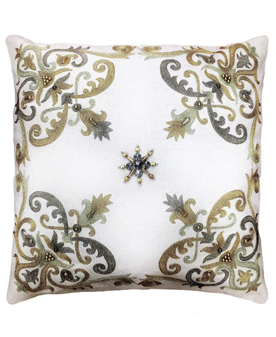 Tracy Corner Scrolls Embroidery Decorative Pillow, 20" X 20" home decor - Mod Lifestyles
