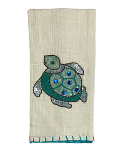 Turtle Beads and Embroidery Whipstitch Edge Tea Towel , 20" X 28" home decor - Mod Lifestyles