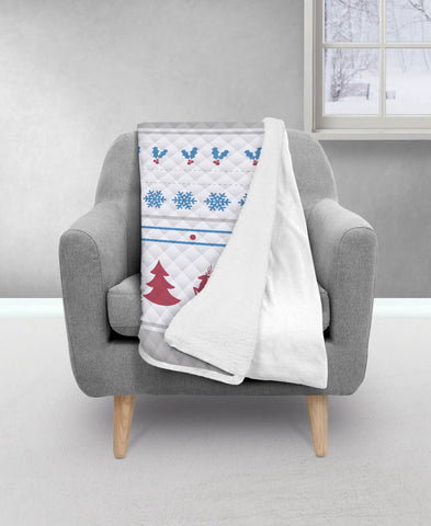 Vermont Jumping Reindeers Quilt Throw Blanket, Sherpa Back 50" x 60" home decor - Mod Lifestyles