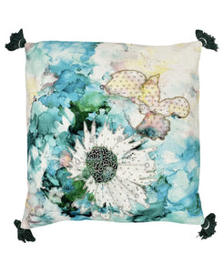 Watercolor Flower Pillow with Tassels, 20''x20'' home decor - Mod Lifestyles